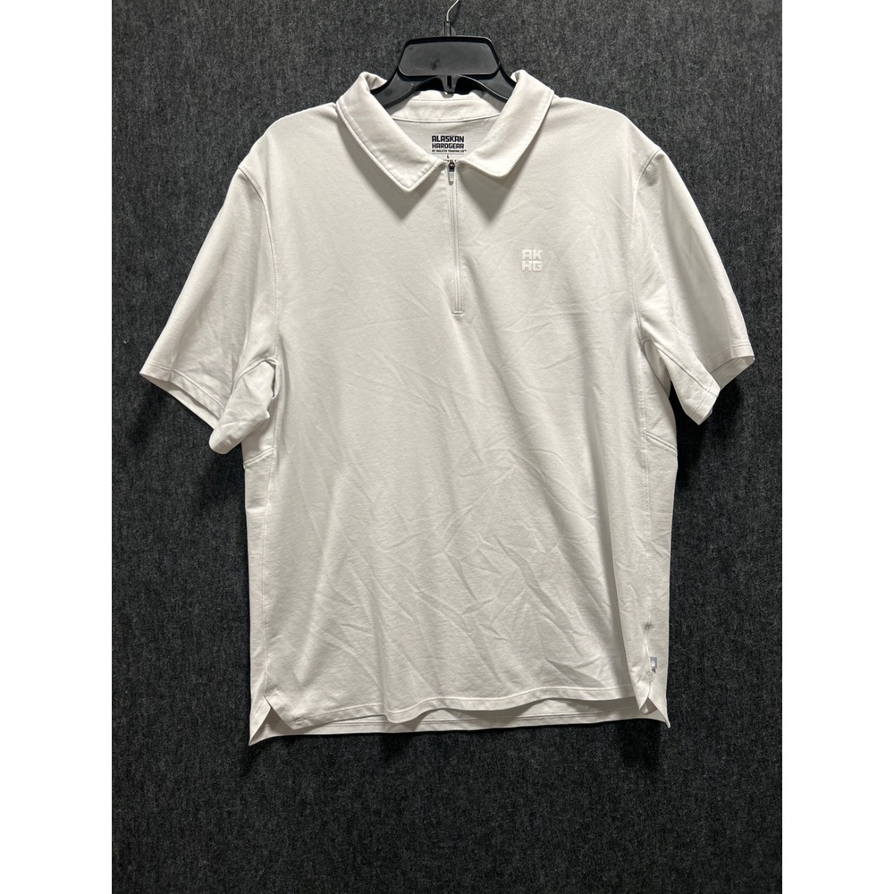 Alaskan Hardgear Duluth Polo Mens Large White  Quarter Zip Pique Stretch